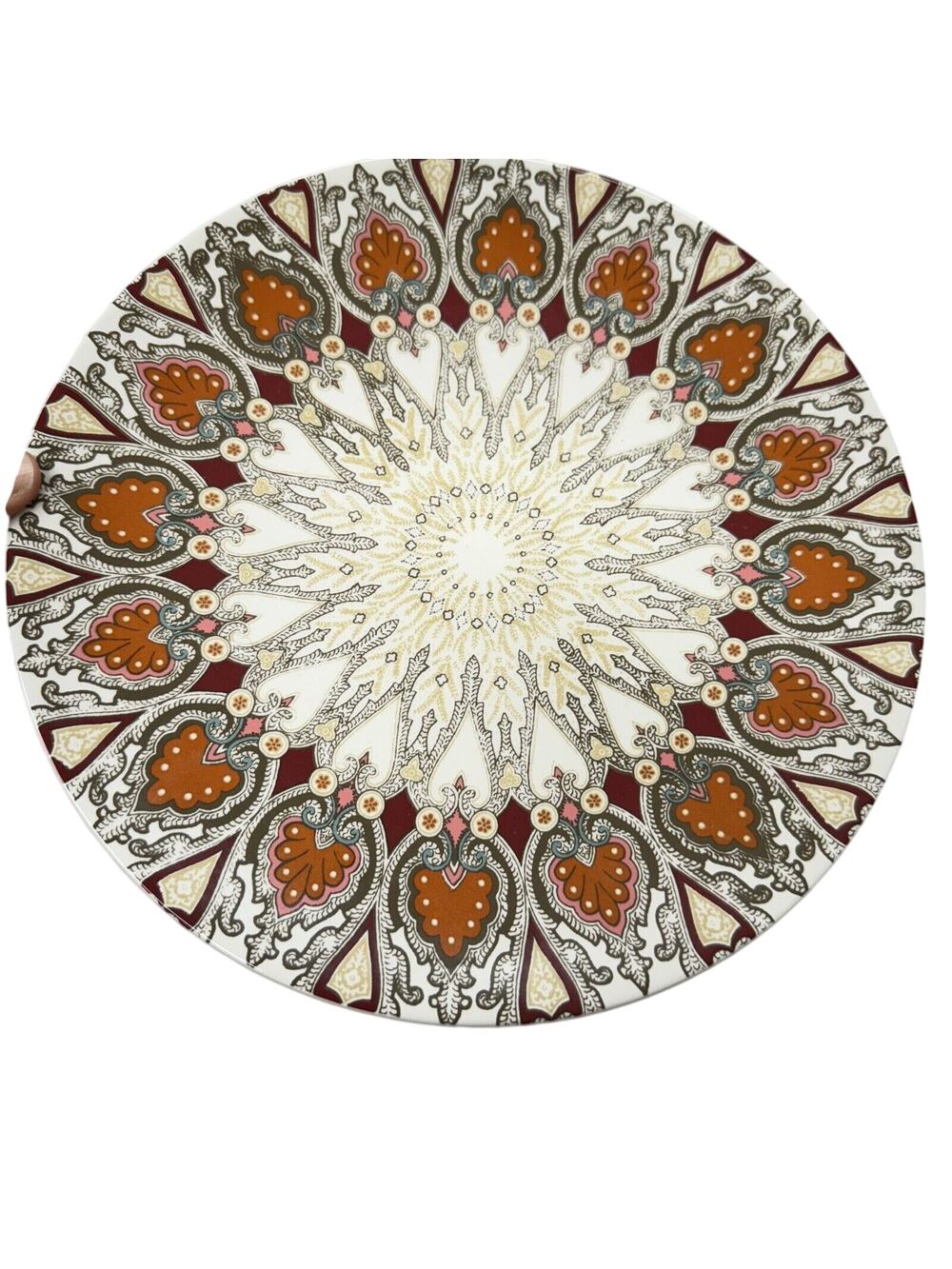 Pottery Barn PAISLEY - BROWN 8.75" Salad Plate Mid Century Textile Print Mint
